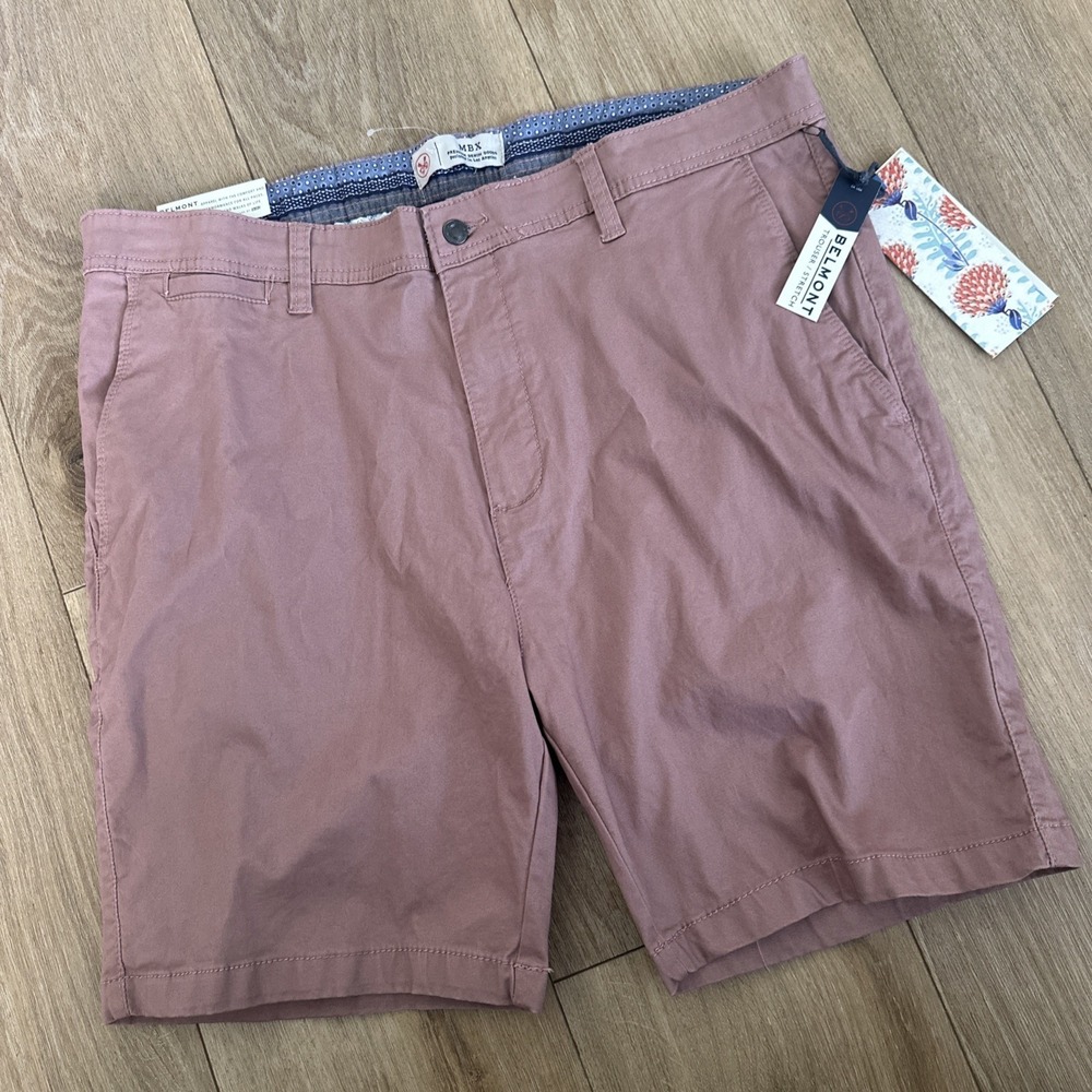 MBX Belmont Trouser Shorts Chino Stretch Rose Pink Men's Size 36 NEW